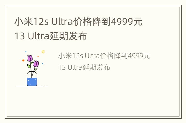 小米12s Ultra价格降到4999元 13 Ultra延期发布