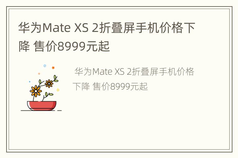 华为Mate XS 2折叠屏手机价格下降 售价8999元起