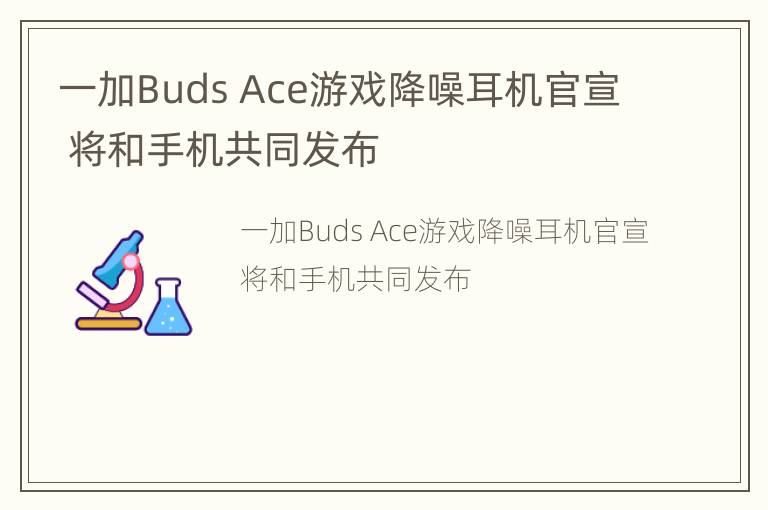一加Buds Ace游戏降噪耳机官宣 将和手机共同发布