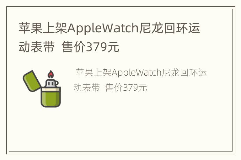 苹果上架AppleWatch尼龙回环运动表带  售价379元
