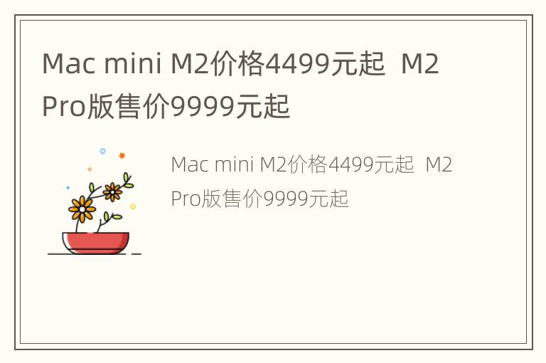 Mac mini M2价格4499元起  M2 Pro版售价9999元起
