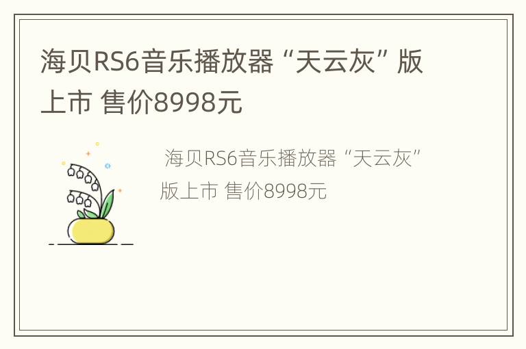 海贝RS6音乐播放器“天云灰”版上市 售价8998元